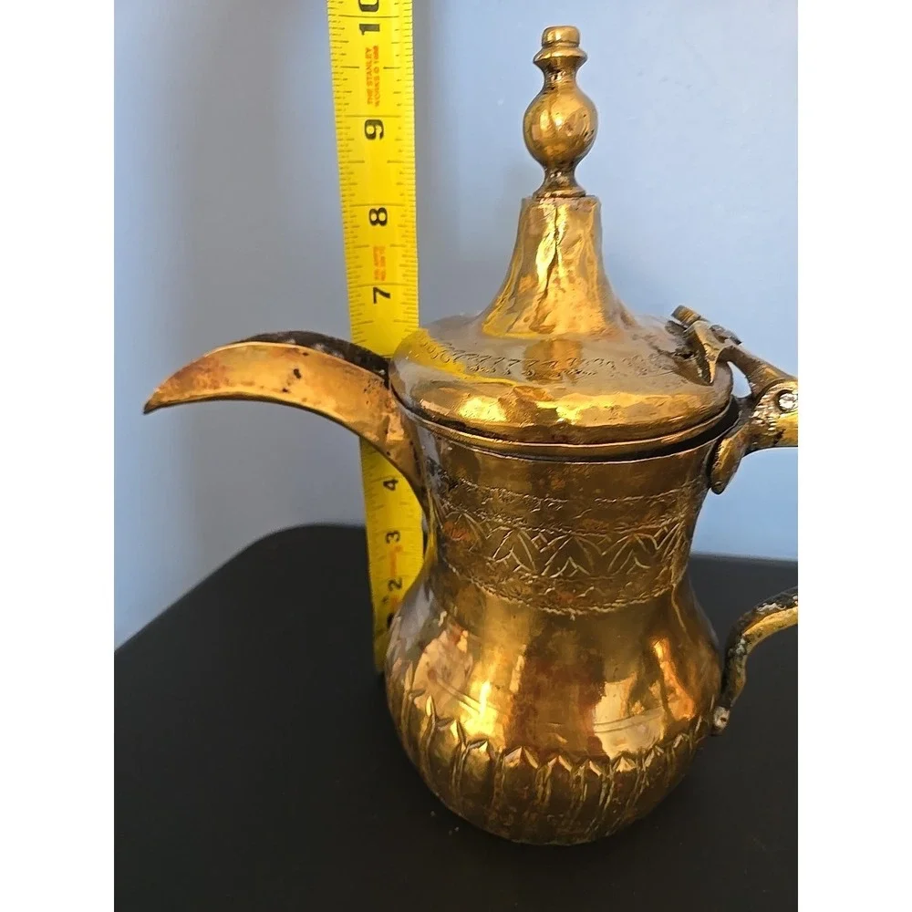 Antique Brass Middle Eastern Dallah Coffee Tea Pot Turkish Arabic‎ 10